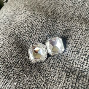 St. John Silver Hexagon Earrings